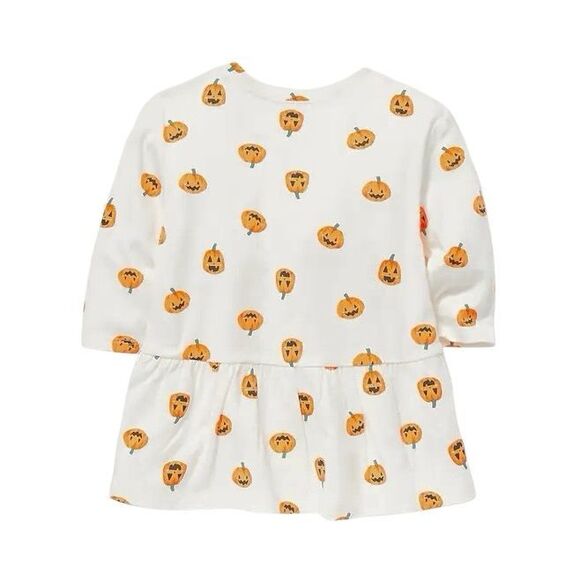 GAP Old Navy Infant Baby 3-6 Months Long-Sleeve Pumpkin Printed Drop-Waist Dress - Picture 2 of 6